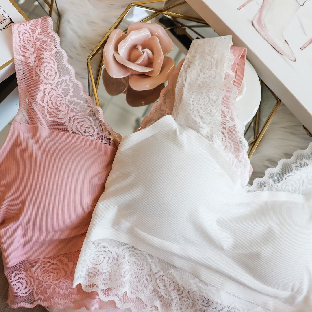 White and Pink Lace Bralettes at JadyK Boutique in Nashville, TN