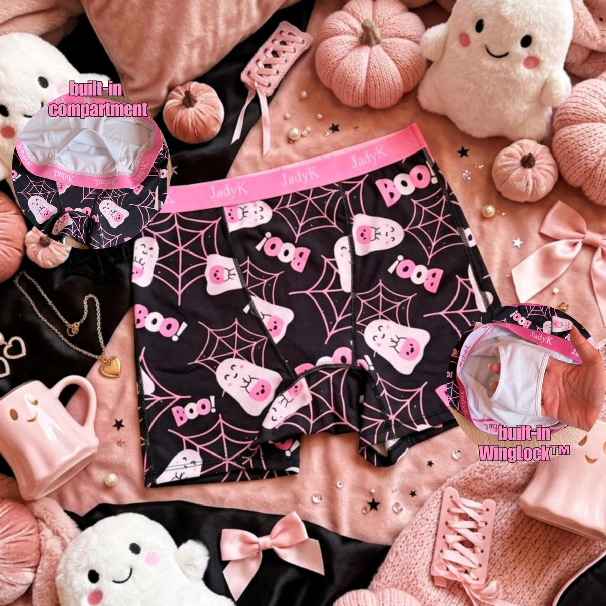 Boo Cutie™ Boxers | Arya DailyArmor™ VersaCore™ Featuring Comfort Compartment™ + WingLock™ Stabilizer | JadyK