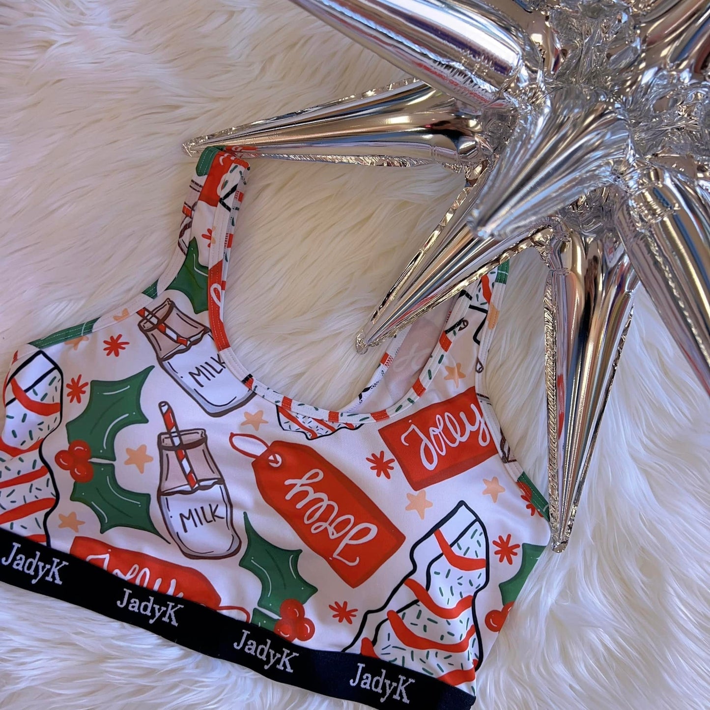 Arya Christmas Print Sport Bralette (Free) By JadyK