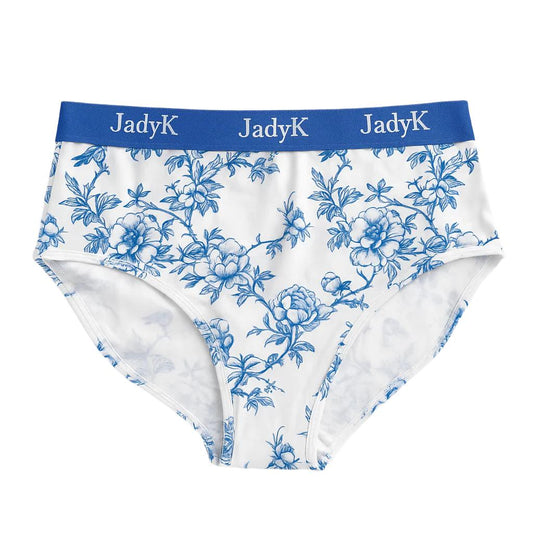 Arya DailyArmor™ Featuring Arya Curvelock™ Technology + AquaShield™ Protection Briefs Collection| Blue Floral | JadyK By JadyK