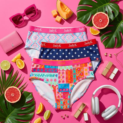 Arya DailyArmor™ Featuring Arya Curvelock™ Technology + AquaShield™ Protection Briefs Collection | Coastal Aztec| JadyK By JadyK