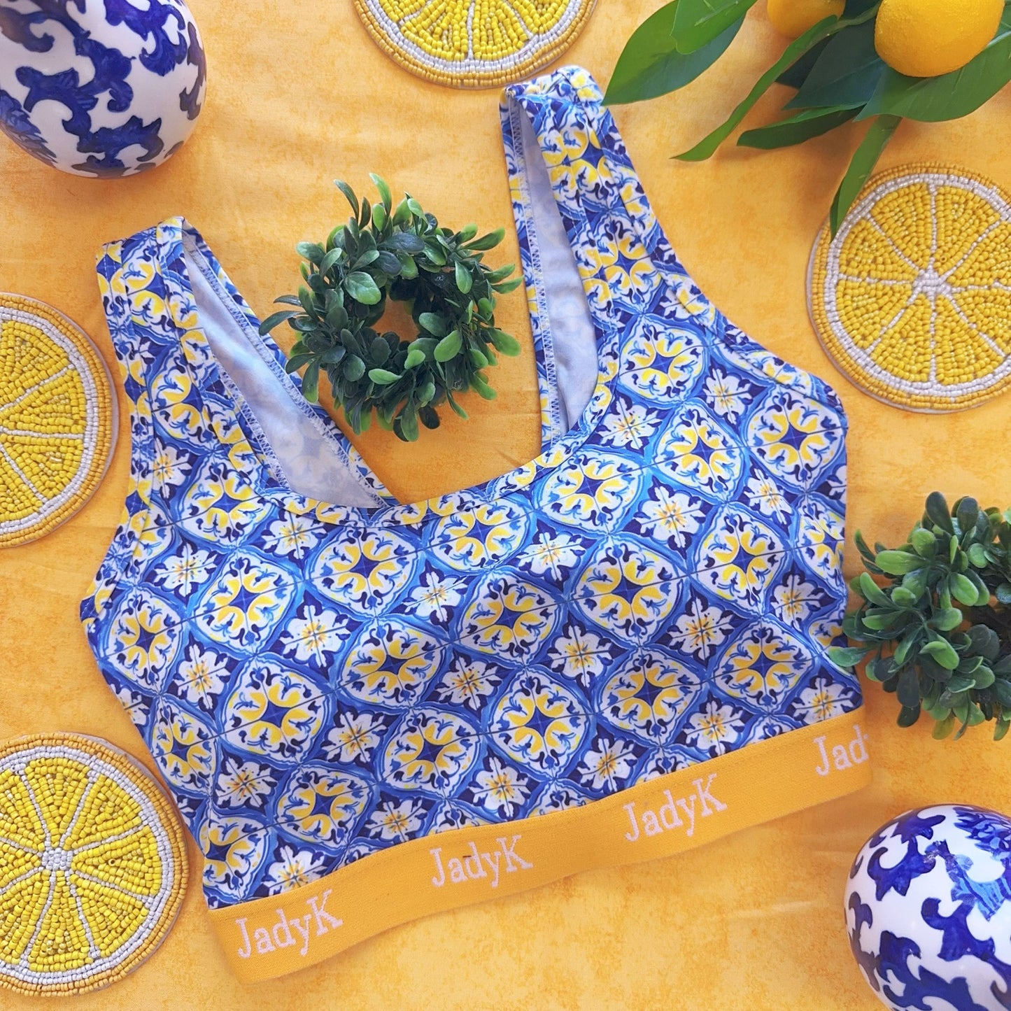 Arya Printed Bralette Collection | Blue Amalfi | JadyK By JadyK