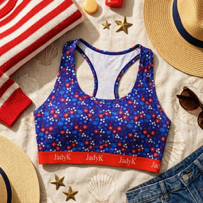 Arya Racerback DailyArmor™ Featuring Helping Hands™ Padding Technology + AquaShield™ Protection |Fireworks| JadyK By JadyK