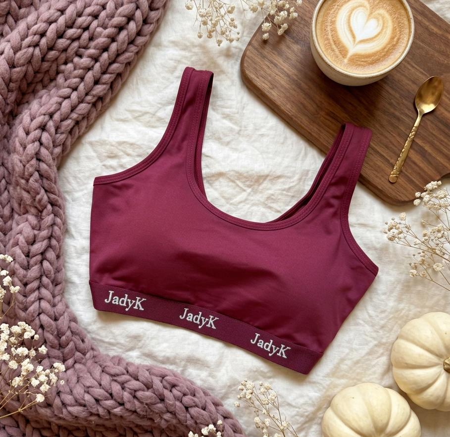 Arya Scoop Neck Bralette | Merlot Red | DailyArmor™ Featuring Helping Hands™ Padding Technology + AquaShield™ Protection | JadyK By JadyK