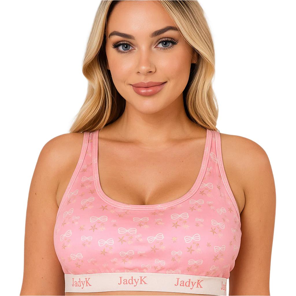 Arya Scoopneck DailyArmor™ Featuring Helping Hands™ Padding Technology + AquaShield™ Protection |Pink Bows| JadyK By JadyK