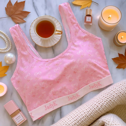 Arya Scoopneck DailyArmor™ Featuring Helping Hands™ Padding Technology + AquaShield™ Protection |Pink Bows| JadyK By JadyK