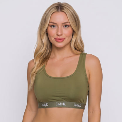Arya Scoop Neck Bralette | Army Green | DailyArmor™ Featuring Helping Hands™ Padding Technology + AquaShield™ Protection | JadyK